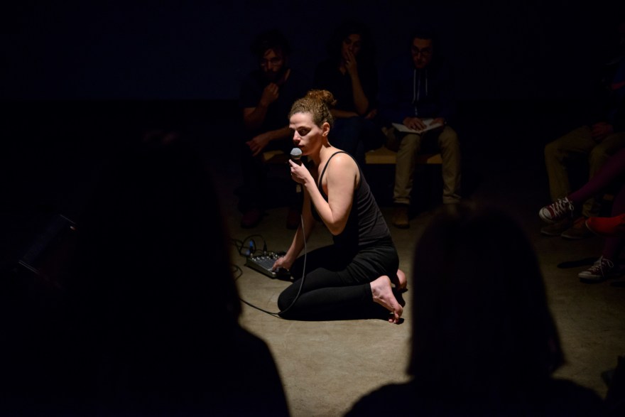 Canada, Edmonton. Sept/21/2015. Latitude 53 Visualeyez 2015. Luciana D'AnunciaÁ„o performance - 'The Sound Between'.